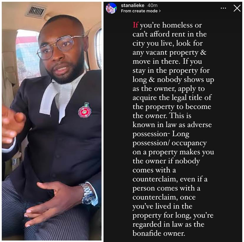 Lawyer Stan Alieke Reveals How The Law Backs Illegal occupancy