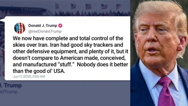 Donald Trump Says America Now Has Total Control Over Iran’s Skies!