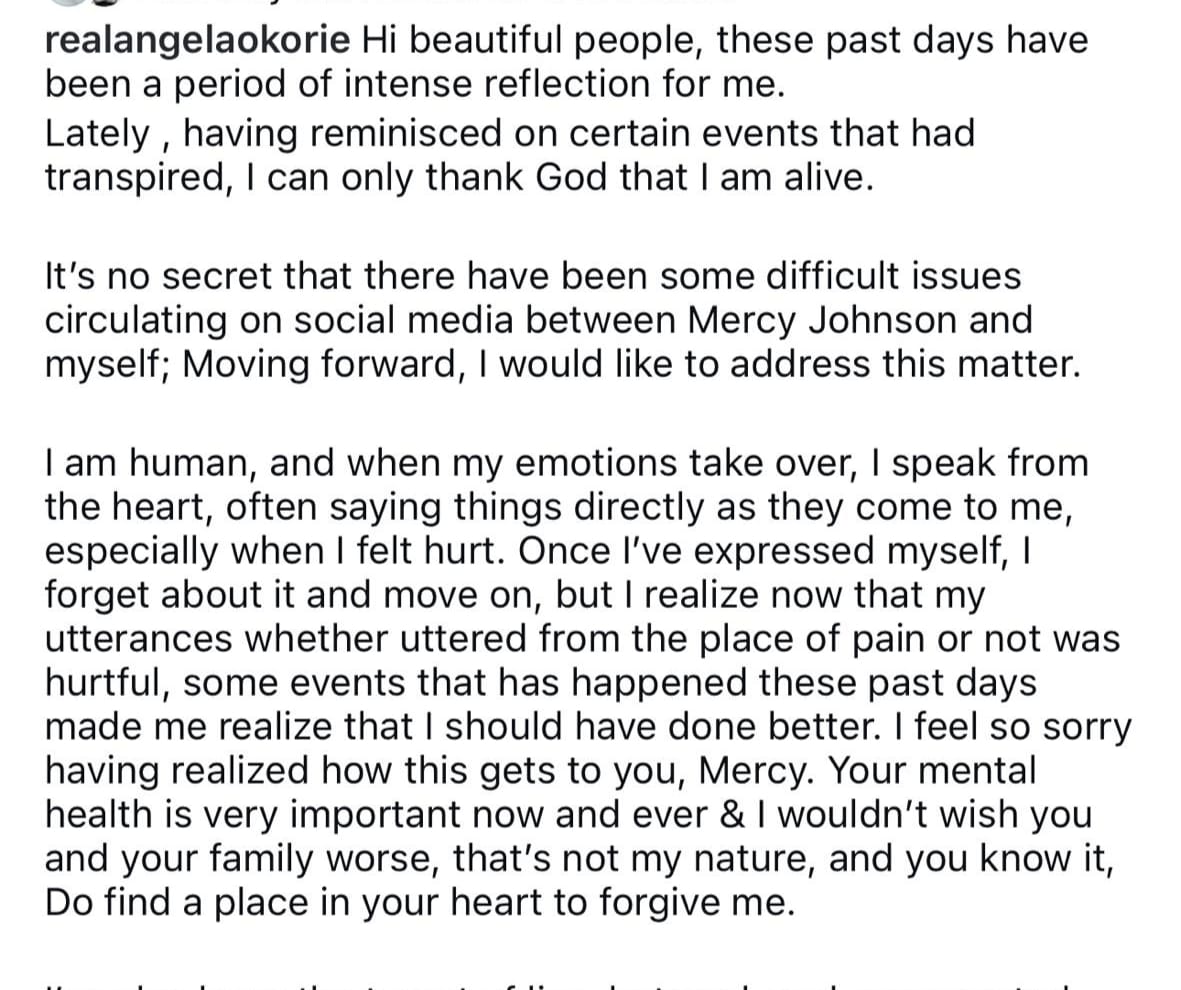 Angela Okorie Issues Apology To Mercy Johnson Over Online Bullying